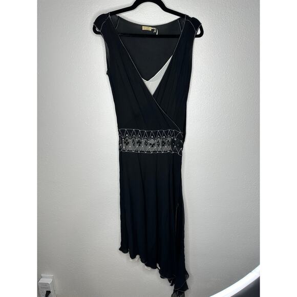 Vintage Max Studio Special Edition Black Ivory Sheer Silk Embroidered Dress S - Picture 3 of 15